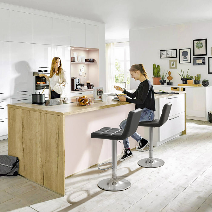 Orren Ellis Renea Swivel Adjustable Height Bar Stool & Reviews Wayfair